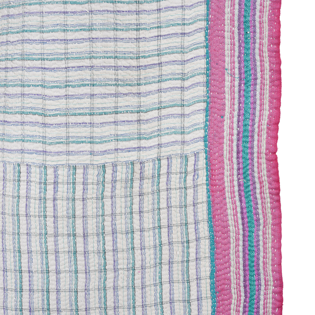 Detail From Vintage Bengali Kantha Throw | Indigo Antiques