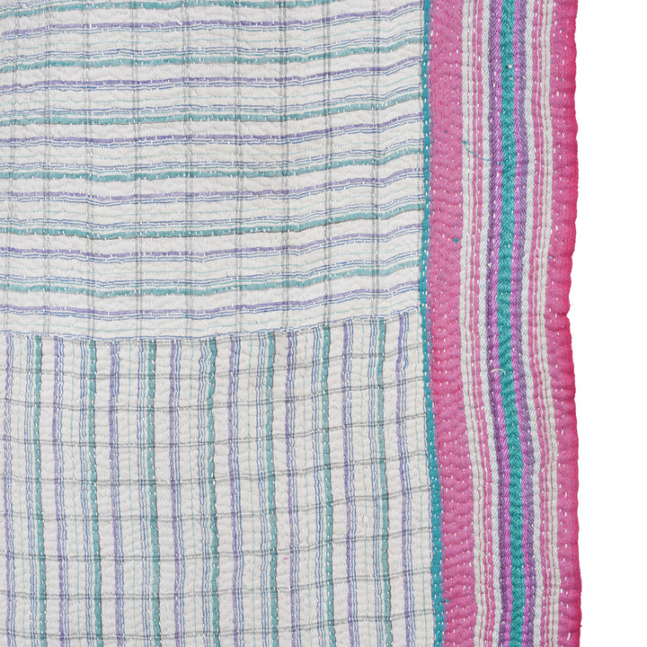 Detail From Vintage Bengali Kantha Throw | Indigo Antiques