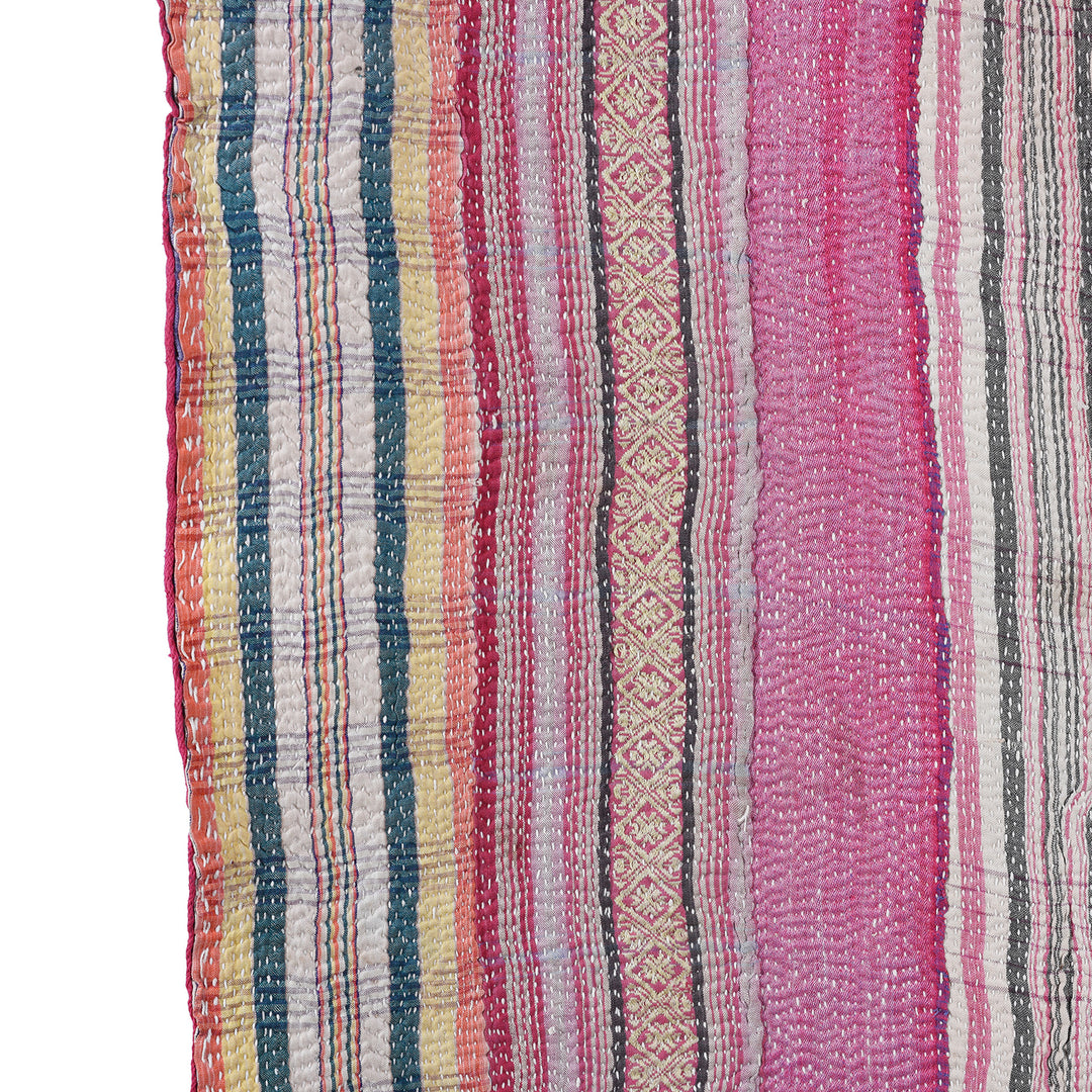 Detail From Vintage Bengali Kantha Throw | Indigo Antiques