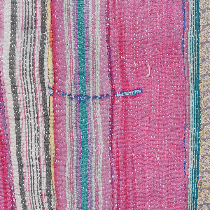 Detail From Vintage Bengali Kantha Throw | Indigo Antiques