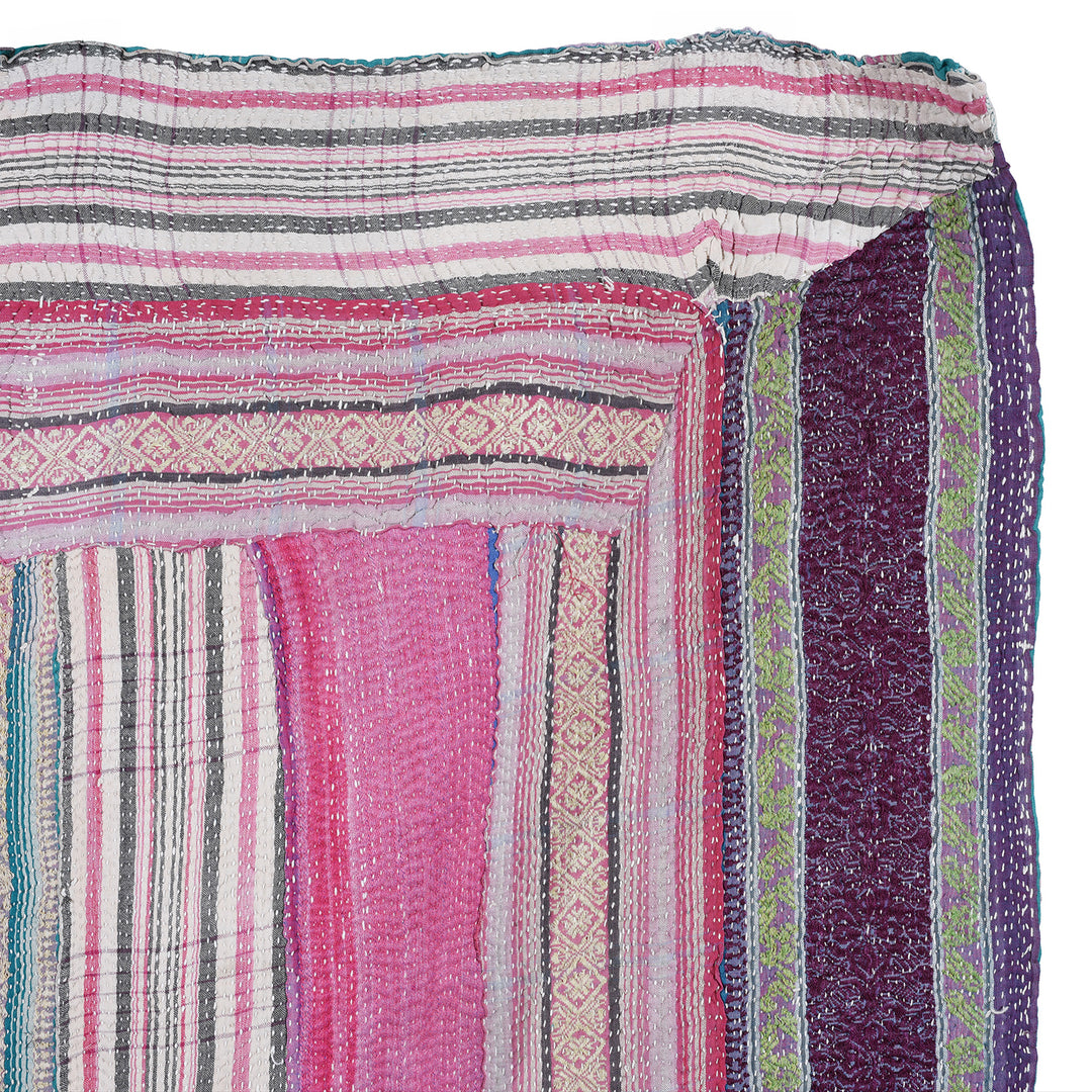 Detail From Vintage Bengali Kantha Throw | Indigo Antiques