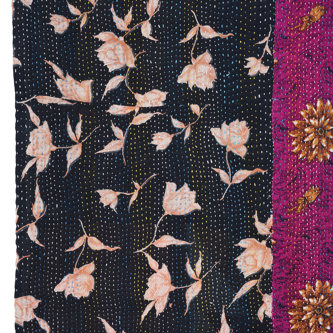 Detail From Vintage Bengali Kantha Throw | Indigo Antiques