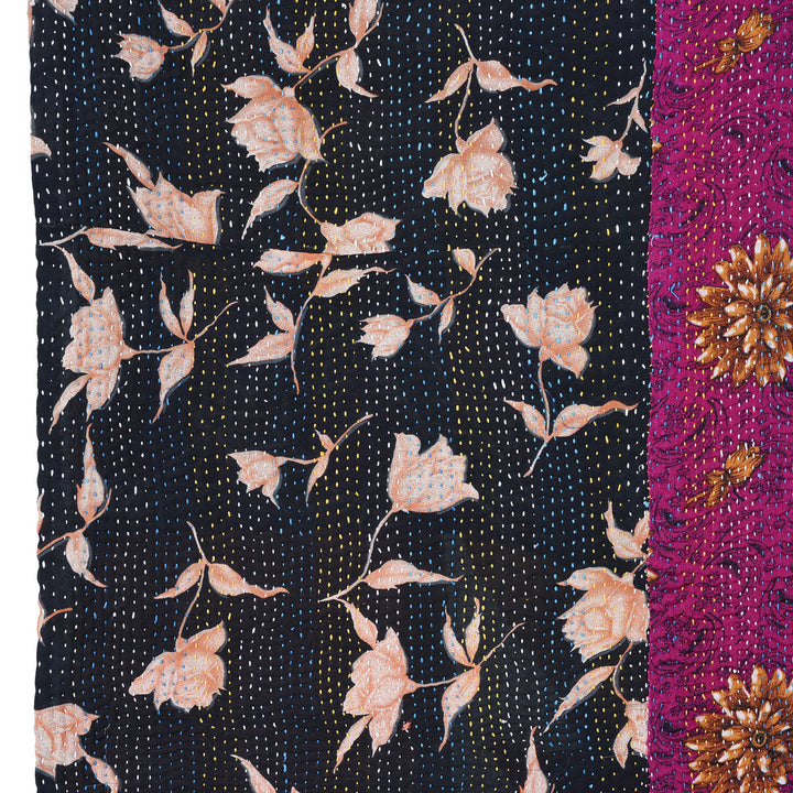 Detail From Vintage Bengali Kantha Throw | Indigo Antiques