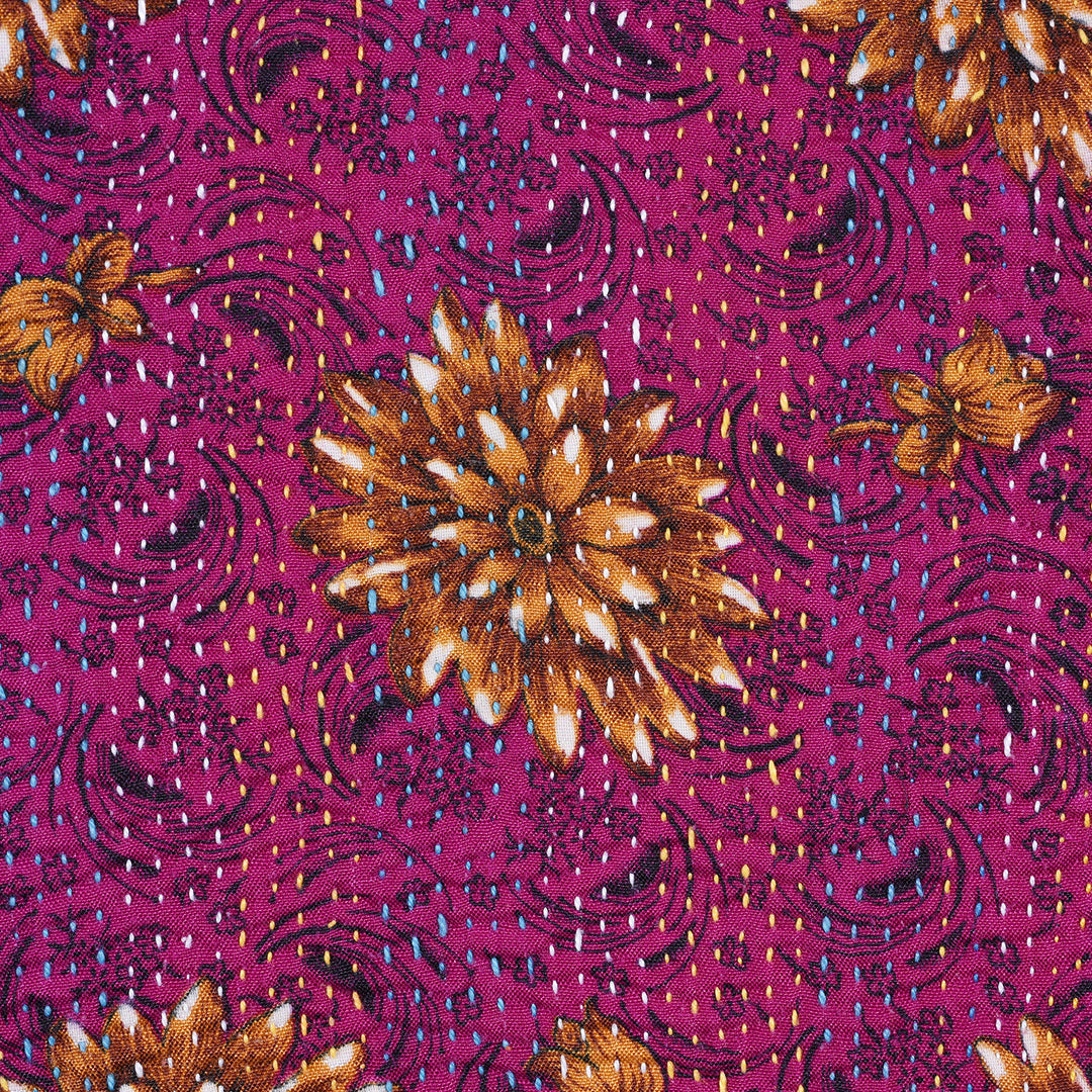 Detail From Vintage Bengali Kantha Throw | Indigo Antiques
