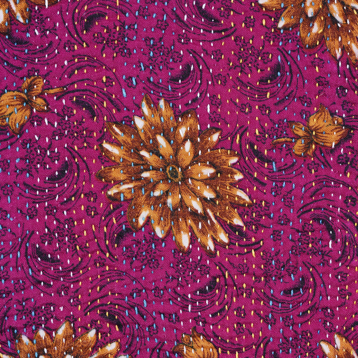 Detail From Vintage Bengali Kantha Throw | Indigo Antiques