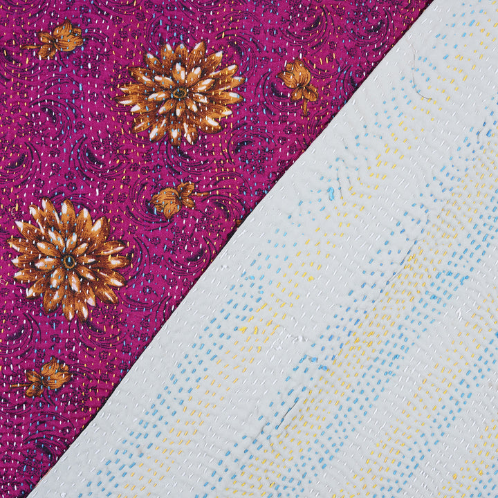 Detail From Reverse Of Vintage Bengali Kantha Throw | Indigo Antiques