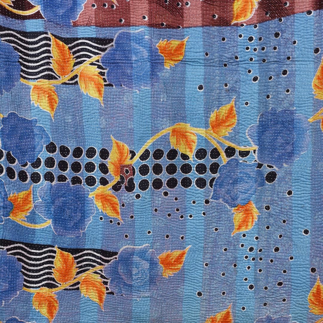 Detail From Vintage Bengali Kantha Throw | Indigo Antiques