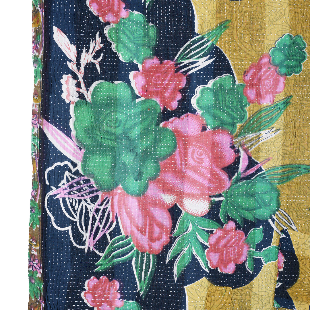Detail From Vintage Bengali Kantha Throw | Indigo Antiques