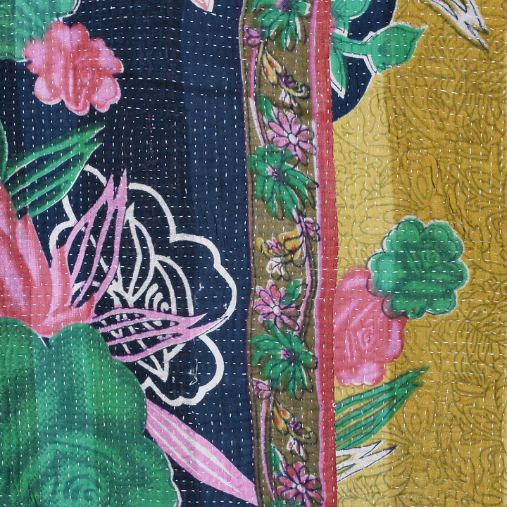 Detail From Vintage Bengali Kantha Throw | Indigo Antiques