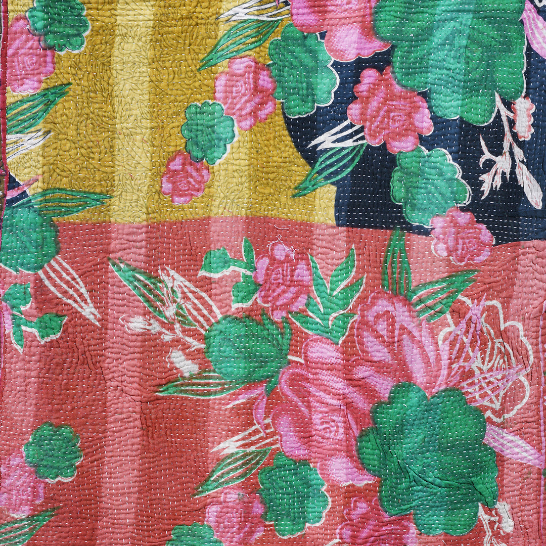 Detail From Vintage Bengali Kantha Throw | Indigo Antiques