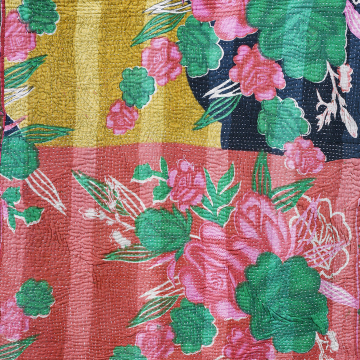 Detail From Vintage Bengali Kantha Throw | Indigo Antiques