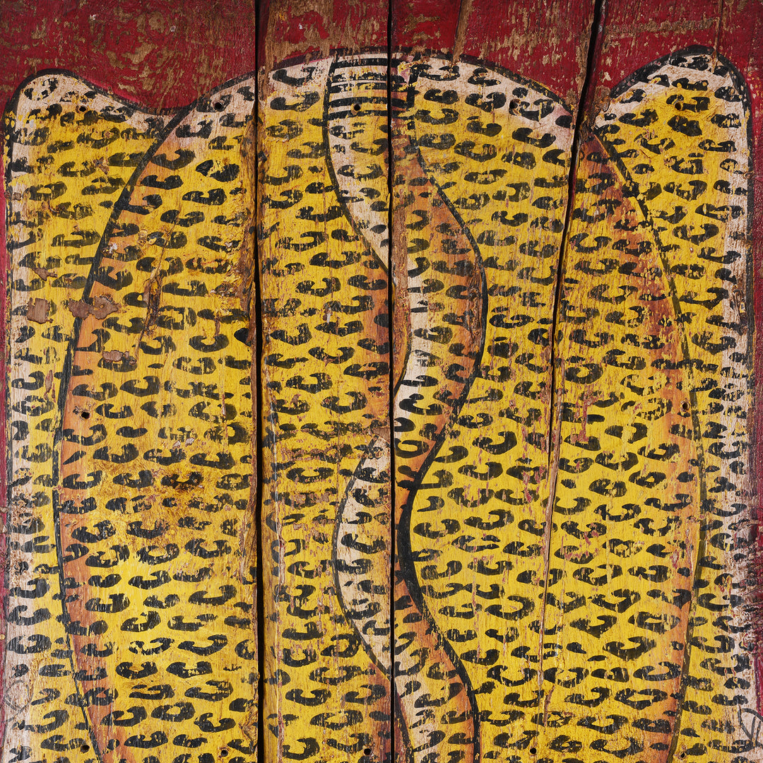 Paintwork Detail From Vintage Painted Leopard Panel From Madhya Pradesh | INDIGO ANTIQUES