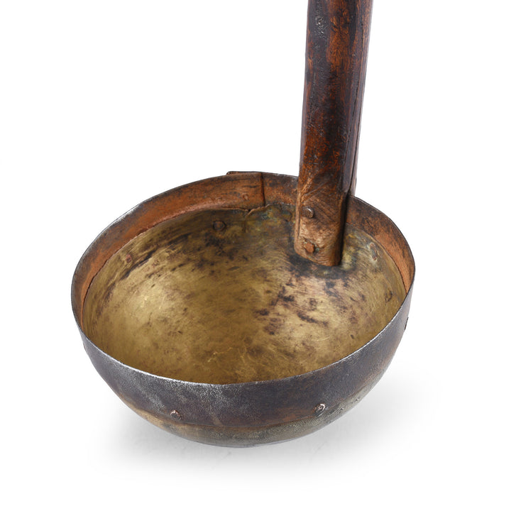 Bowl Detail From Inscribed Vintage Brass &amp; Iron Ladle | Indigo Antiques