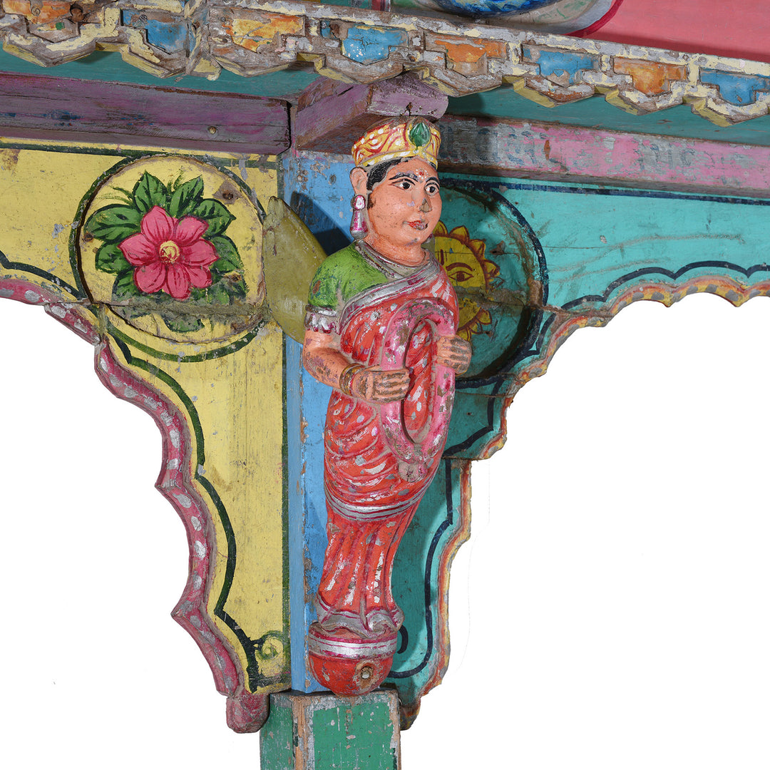 Female Carved character Detail From Antique Indian Painted Archway | Indigo Antiques