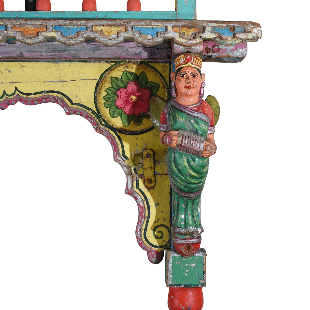 Carved Character Detail From Antique Indian Painted Archway | Indigo Antiques