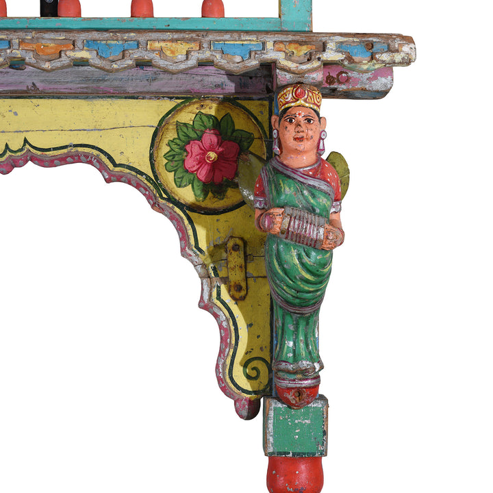 Carved Character Detail From Antique Indian Painted Archway | Indigo Antiques