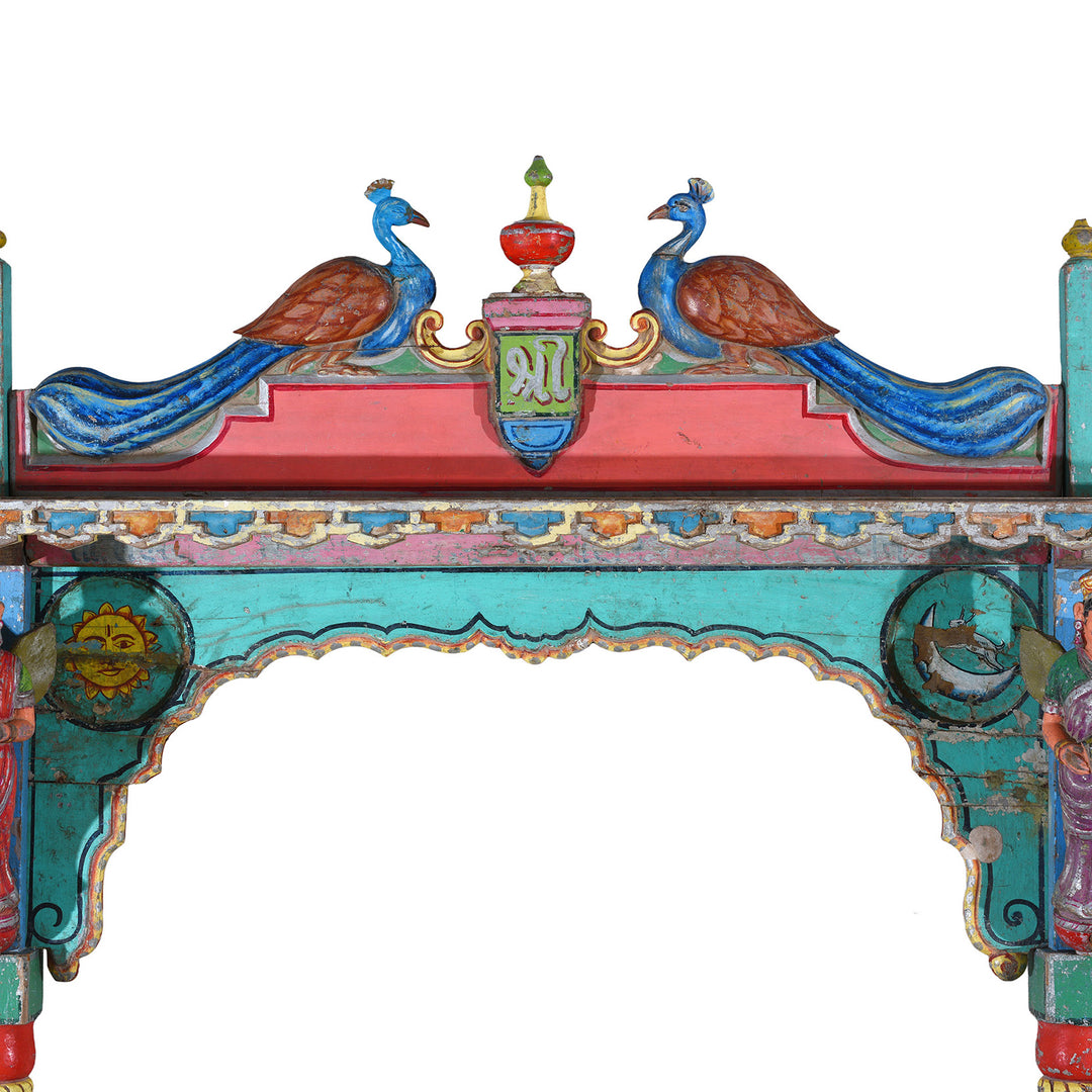 Peacocks Detail From Antique Indian Painted Archway | Indigo Antiques