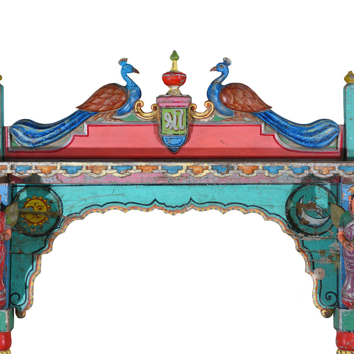 Peacocks Detail From Antique Indian Painted Archway | Indigo Antiques