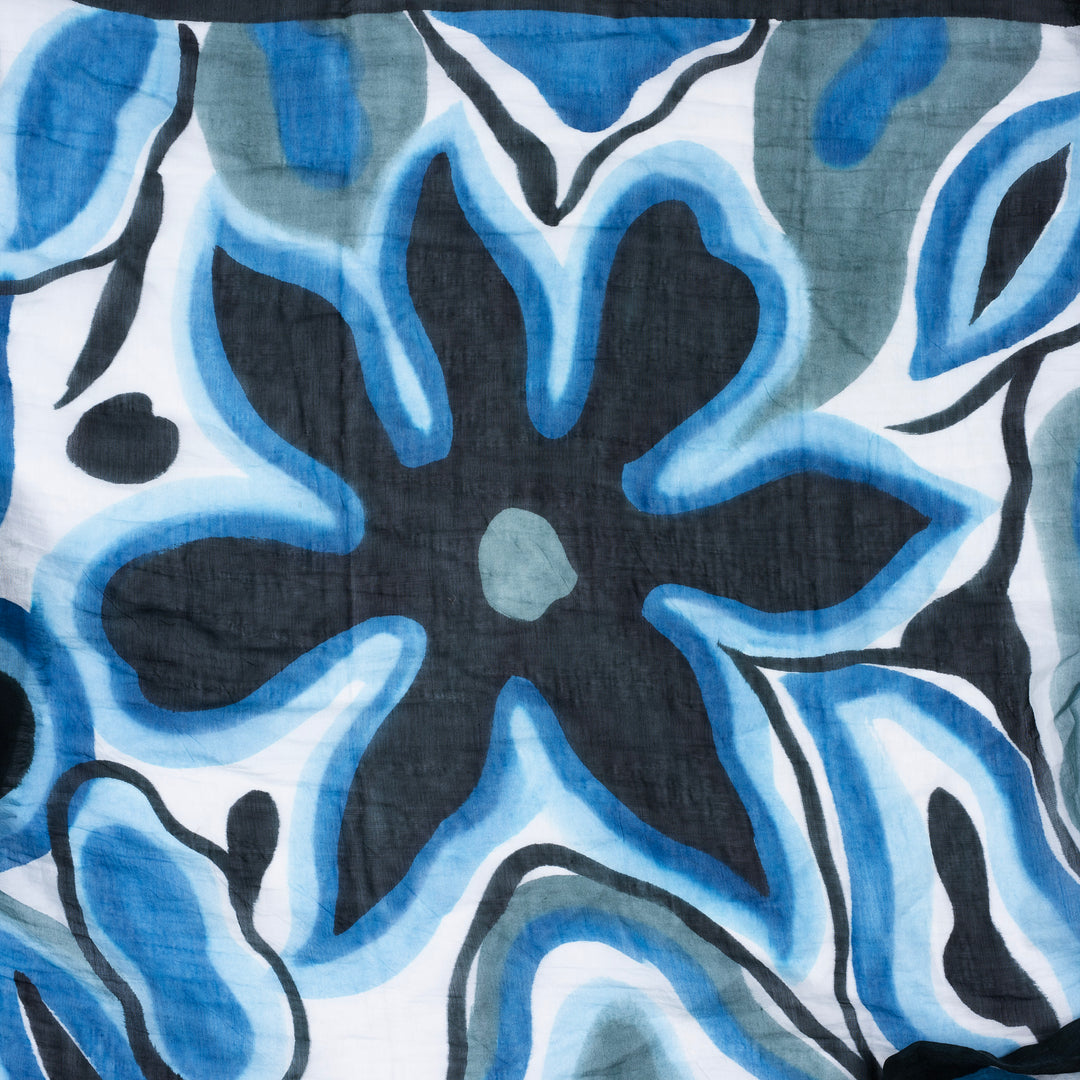 Hand Painted Cotton/Silk Indigo Shawl | Indigo Antiques
