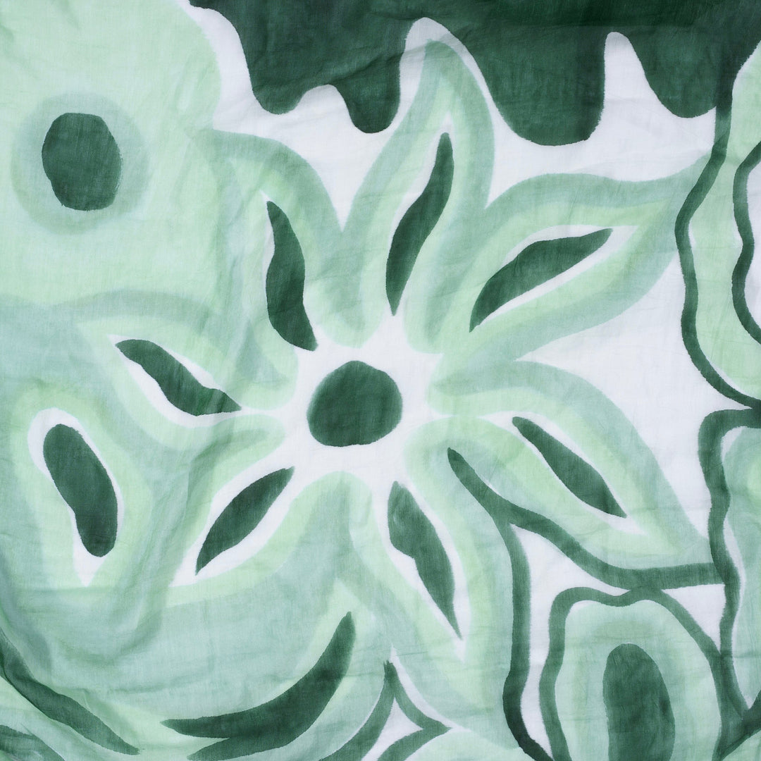 Hand Painted Green Abstract Design  Shawl-Sarong | Indigo Antiques