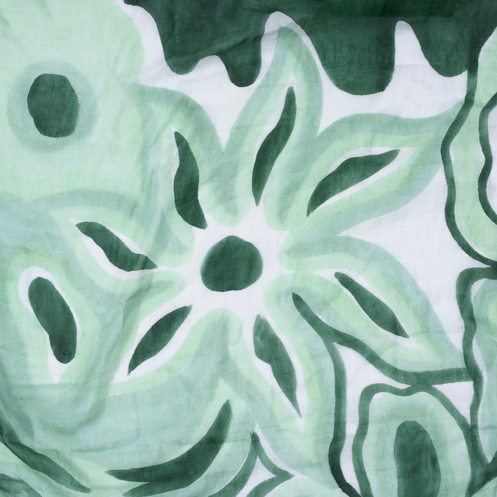 Hand Painted Green Abstract Design  Shawl-Sarong | Indigo Antiques