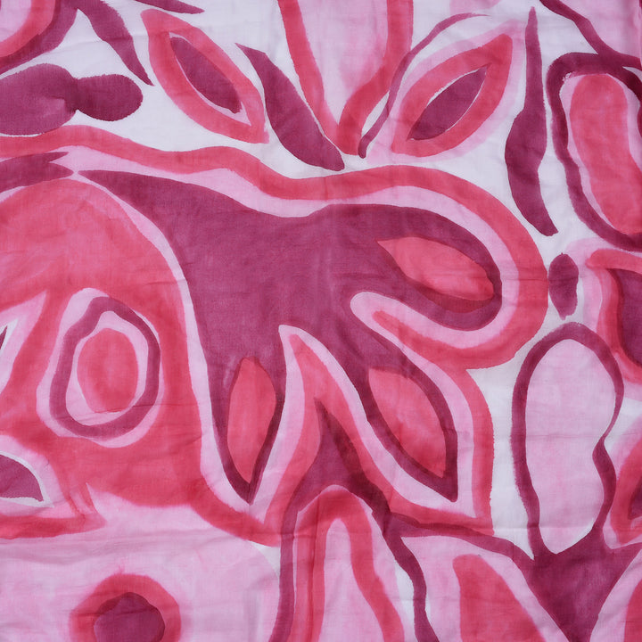 Detail From Hand Painted Cotton/Silk Fuchsia Pink Shawl | Indigo Antiques
