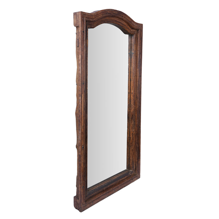 Angled View Of Antique Indian Teak Mirror | Indigo Antiques