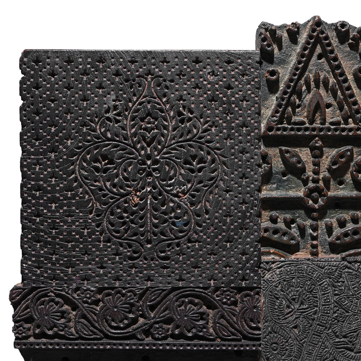 Detail From Option 1 Old Textile Printing Blocks - On a Stand | INDIGO ANTIQUES