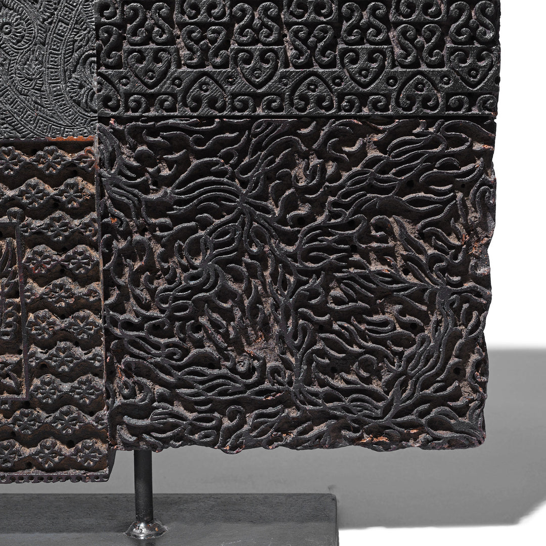 Detail From Option 1 Old Textile Printing Blocks - On a Stand | INDIGO ANTIQUES