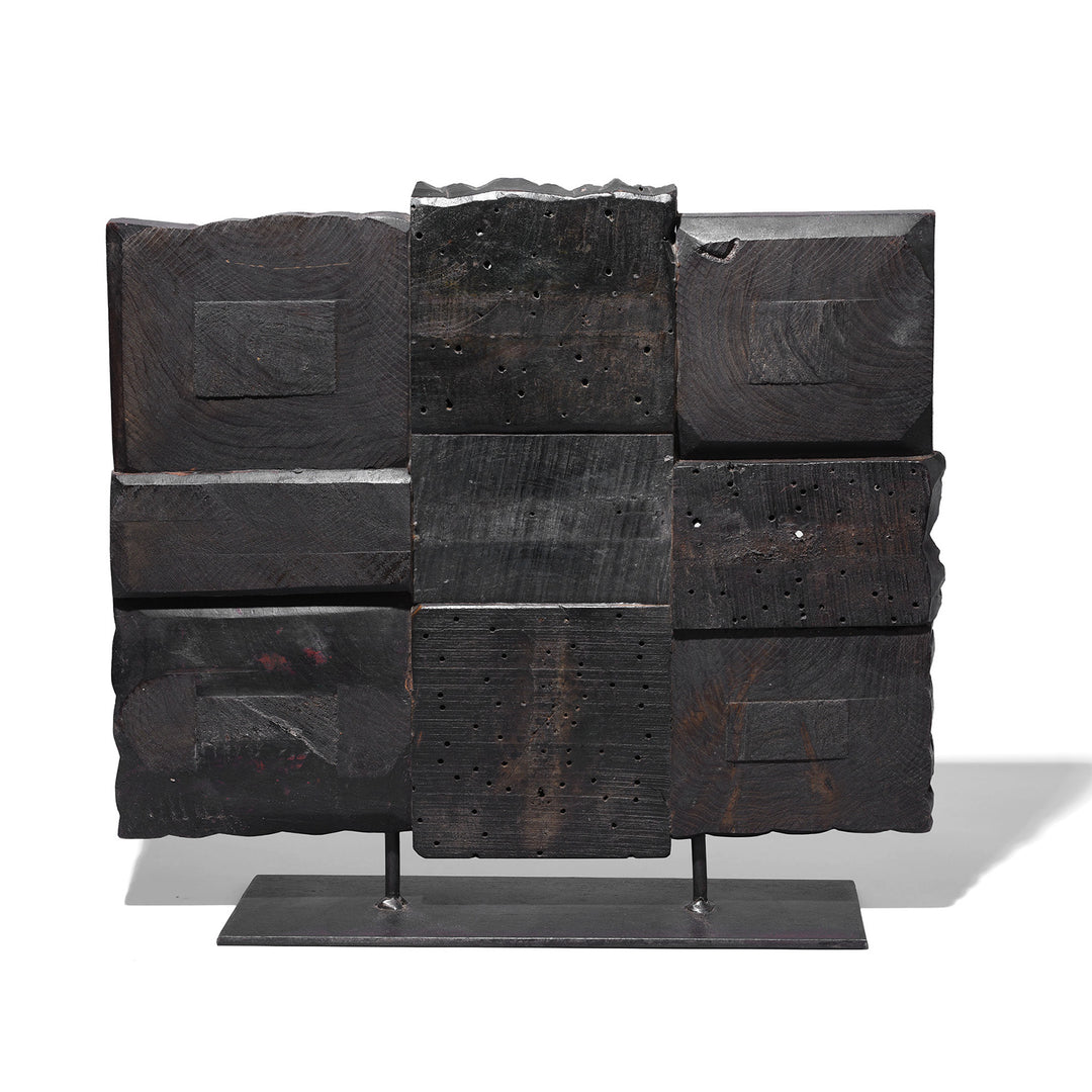 Back Of Option 1 Old Textile Printing Blocks - On a Stand | INDIGO ANTIQUES
