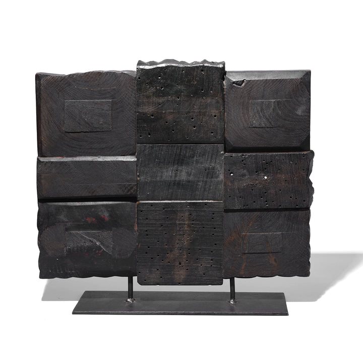 Back Of Option 1 Old Textile Printing Blocks - On a Stand | INDIGO ANTIQUES