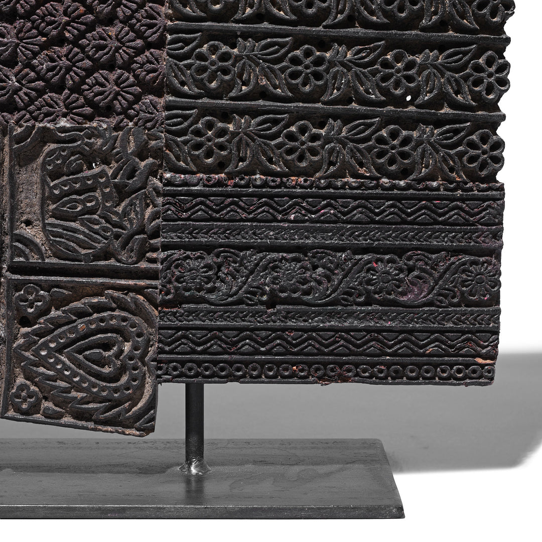 Detail From Option 2 Old Textile Printing Blocks - On a Stand | INDIGO ANTIQUES