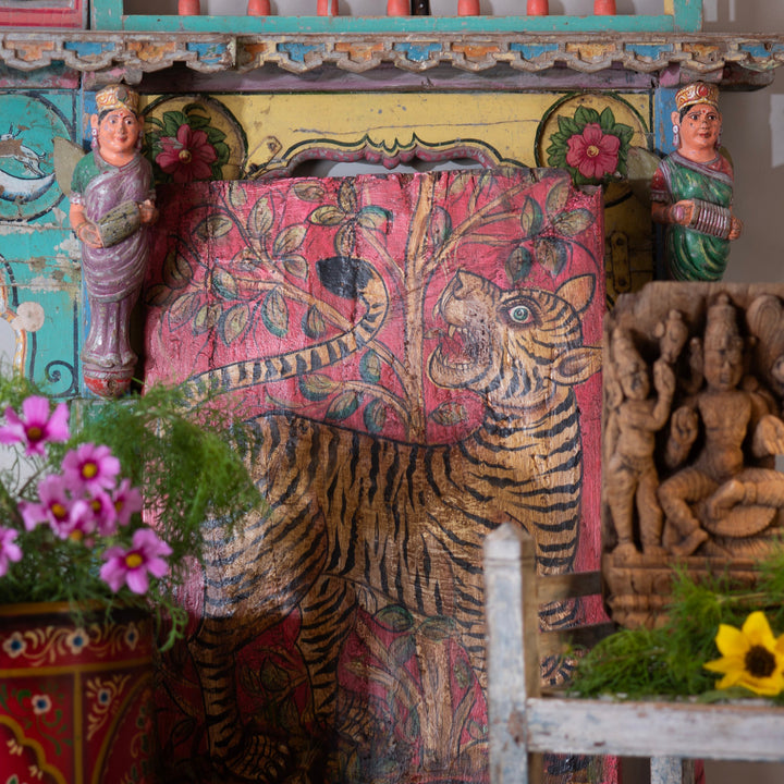 Painted Indian Tiger Panel | Indigo Antiques