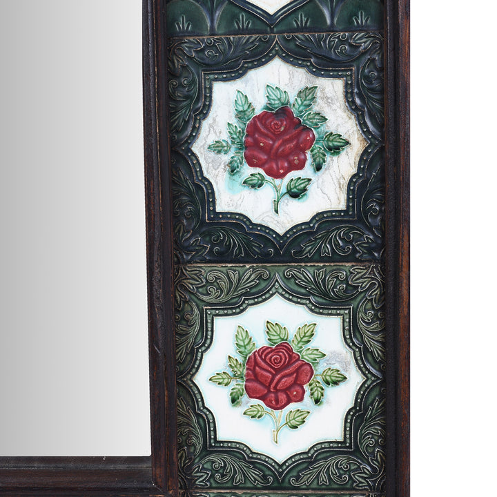 Tile Detail From Indian Peranakan Ceramic Tile Mirror | Indigo Antiques