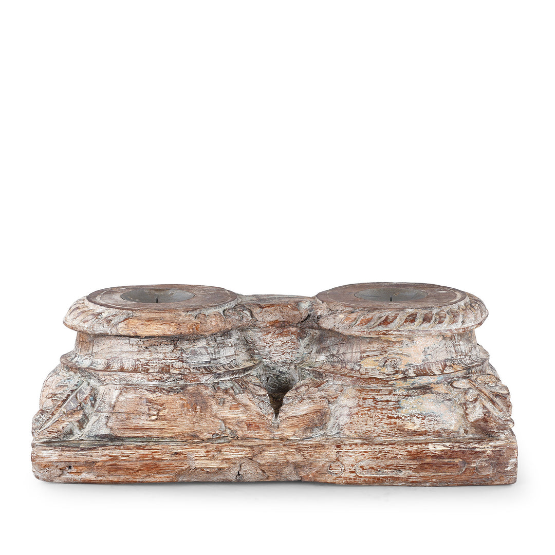 Antique Indian Candle Stand Made From a Carved Teak Capitol | Indigo Antiques