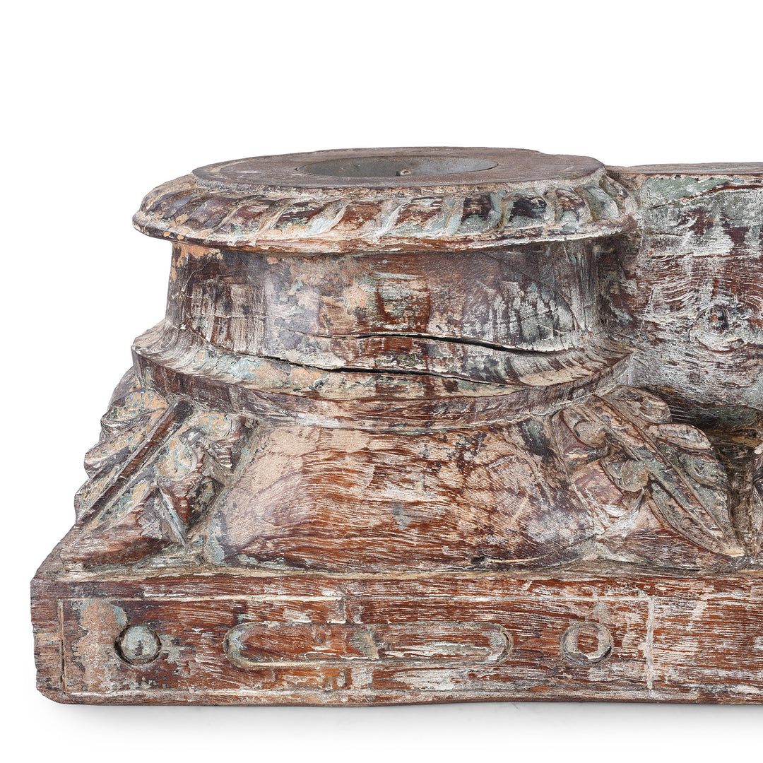 Antique Indian Candle Stand Made From a Carved Teak Capitol | Indigo Antiques