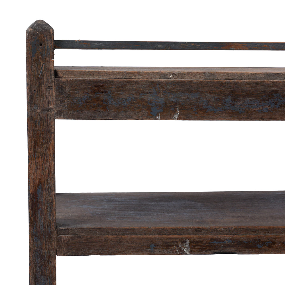 Corner Detail From Small Vintage Painted Indian Teak Shelf - Ca 1920 | Indigo Antiques