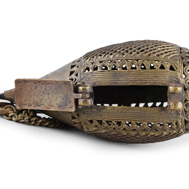 Hatch Detail From Antique Indian Dhokra Fish Money Box | Indigo Antiques