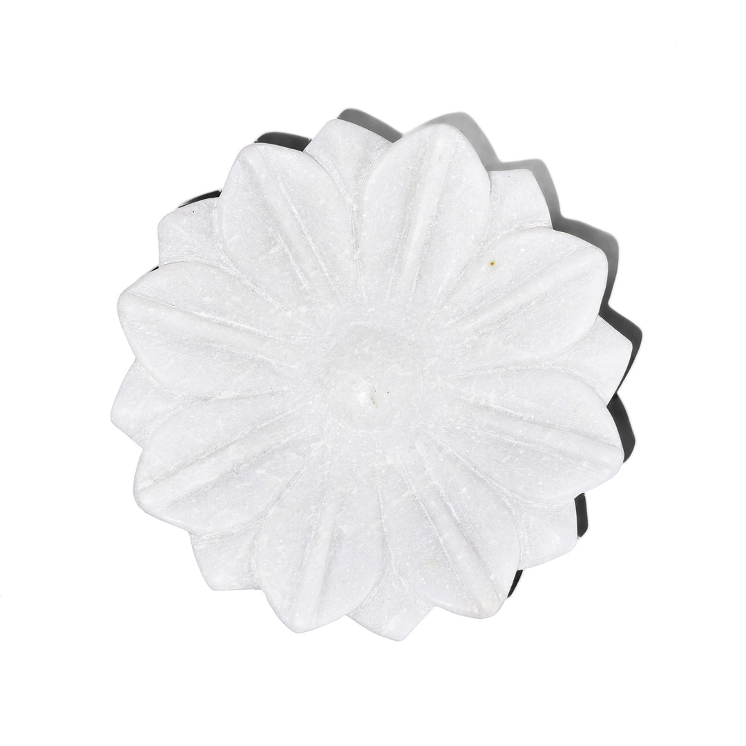 Mughal Style Lotus Hand Carved Marble Dish | Indigo Antiques