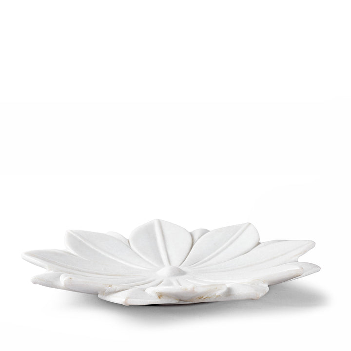 Hand Carved Marble Mughal Style Lotus Dish (Large) | Indigo Antiques