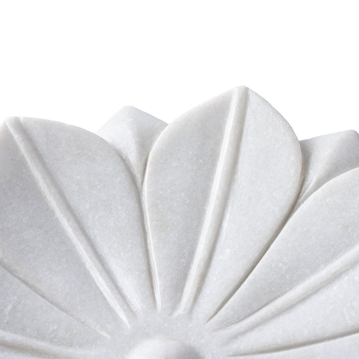 Hand Carved Marble Mughal Style Lotus Dish (Large) | Indigo Antiques