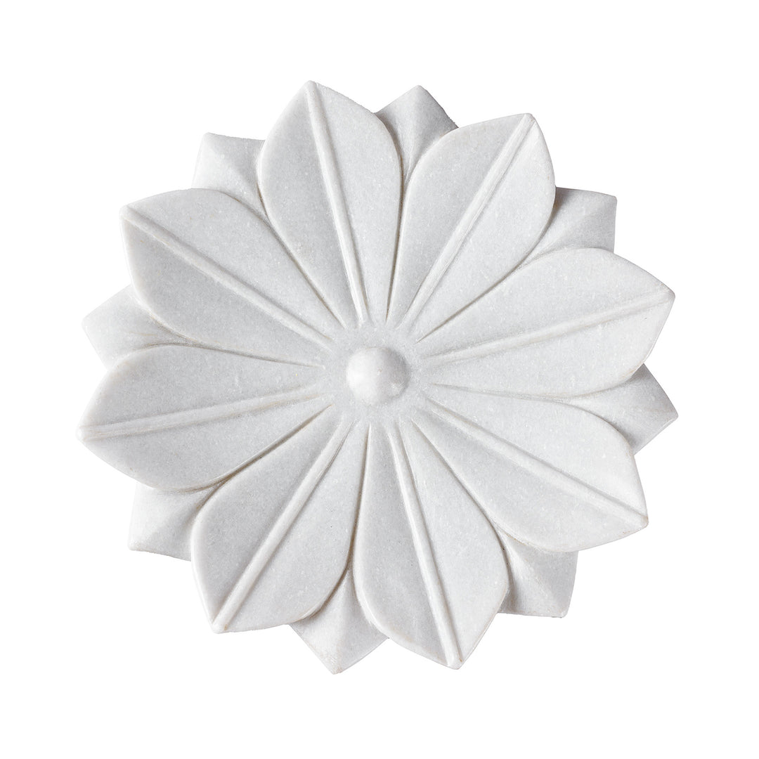 Hand Carved Marble Mughal Style Lotus Dish (Large) | Indigo Antiques