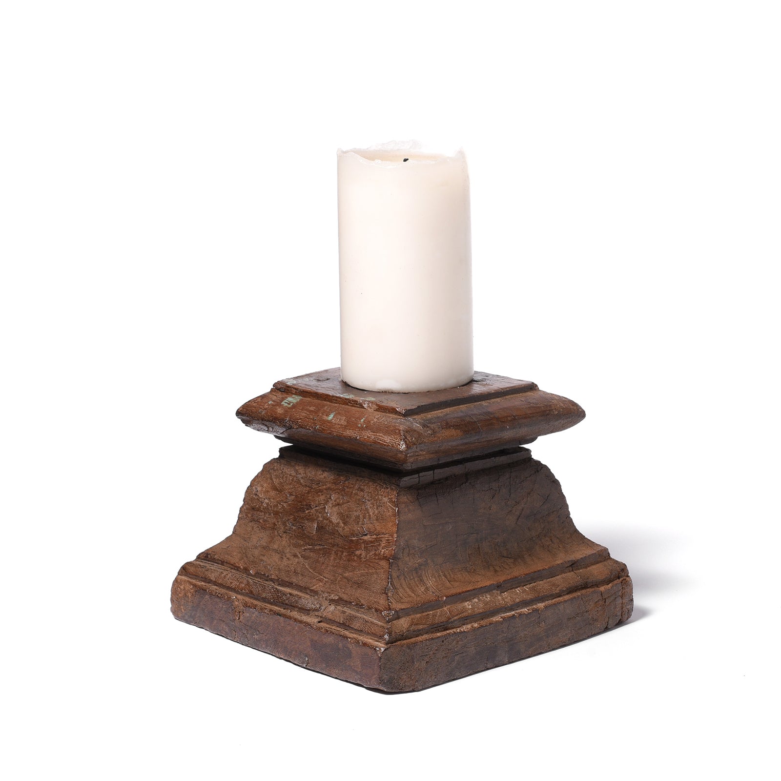 Antique Teak Wood Candle Holder From Old Capitol | Indigo Antiques