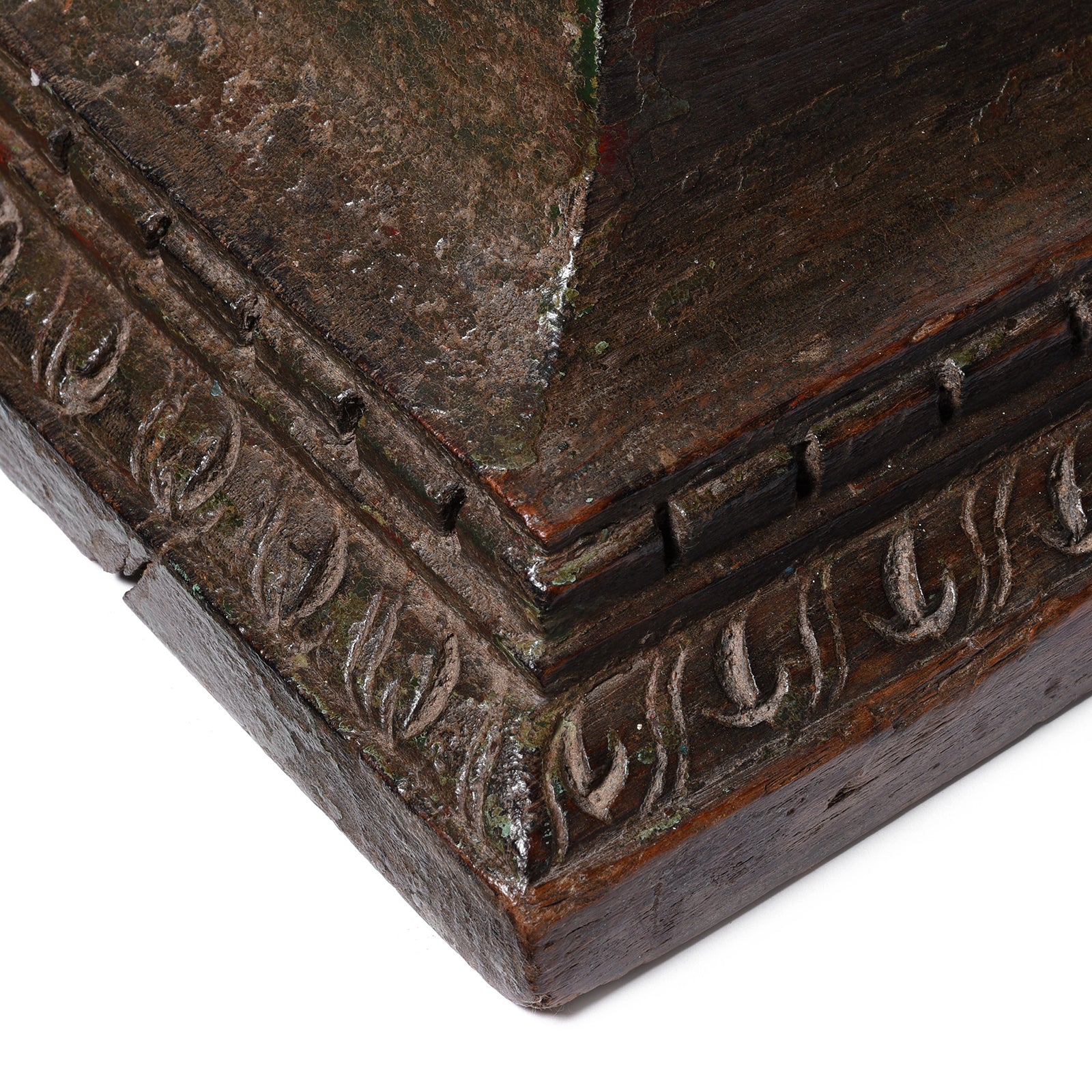 Carving Detail From Antique Carved Teak Candle Holder From Old Capitol | Indigo Antiques