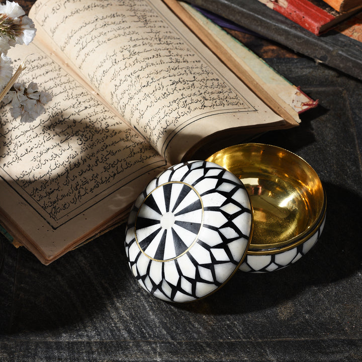 Bone Inlay & Brass Mughal Style Box | Indigo Antiques