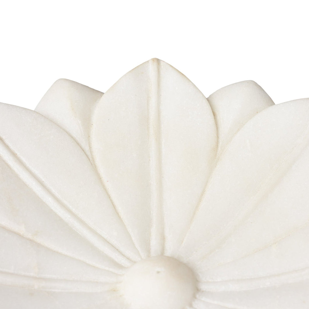 Detail From Hand Carved White Marble Lotus Plate From Rajasthan | Indigo Antiques