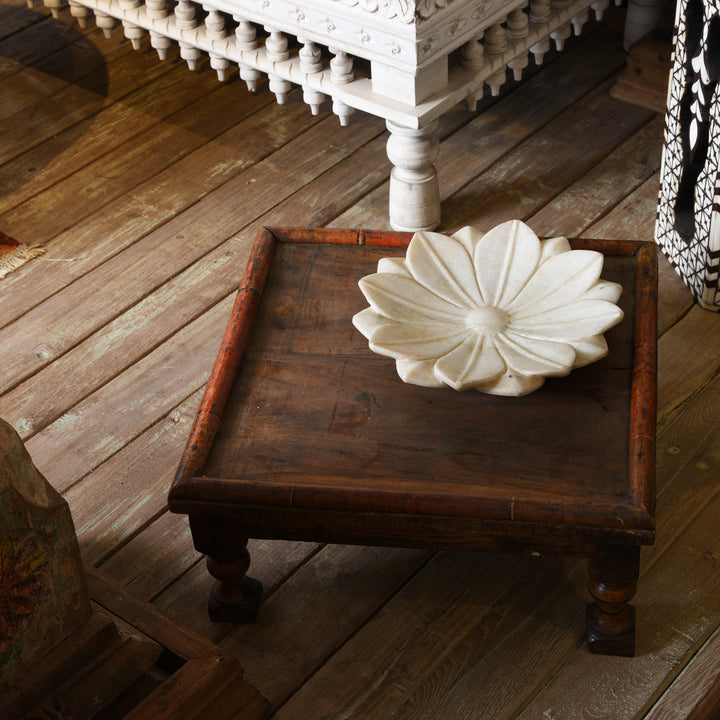 White Marble Lotus Plate From Rajasthan