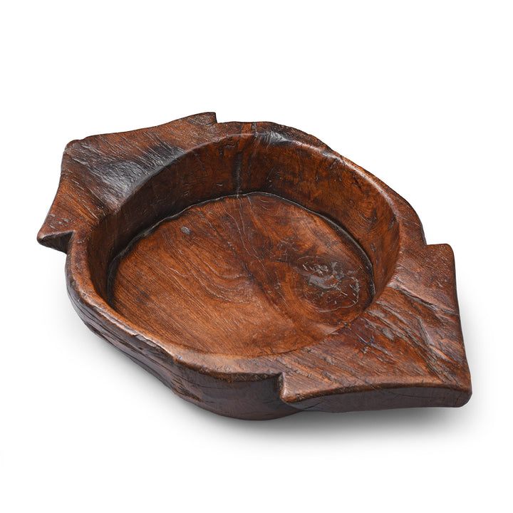 Top Down VIew Of Antique Carved Indian Parath Bowl From Rajasthan | Indigo Antiques