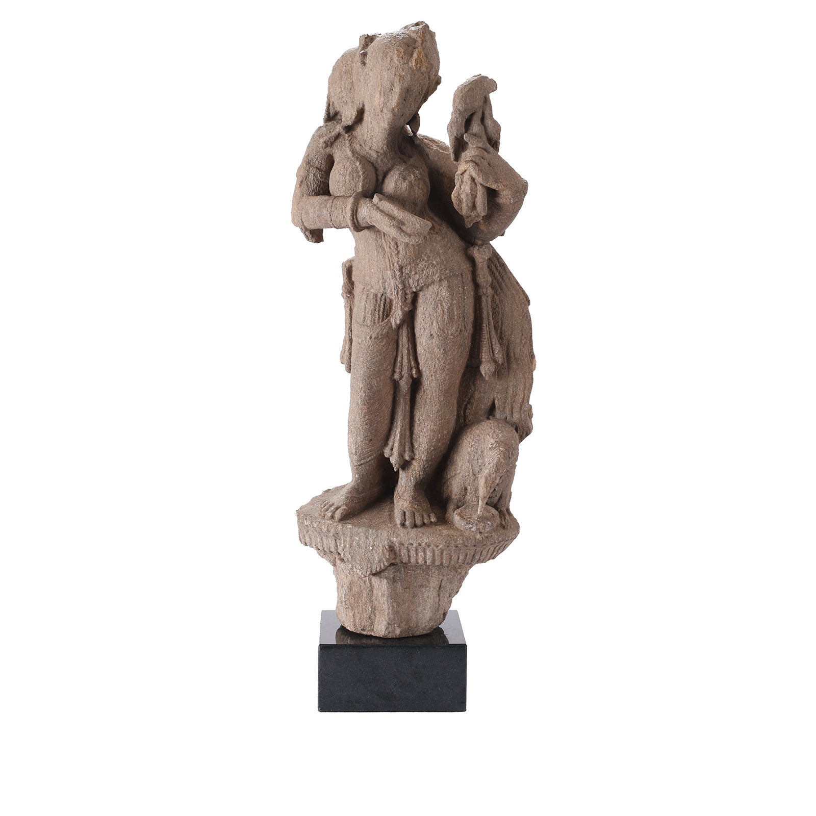 Carved Stone Apsara With Parrot | Indigo Antiques