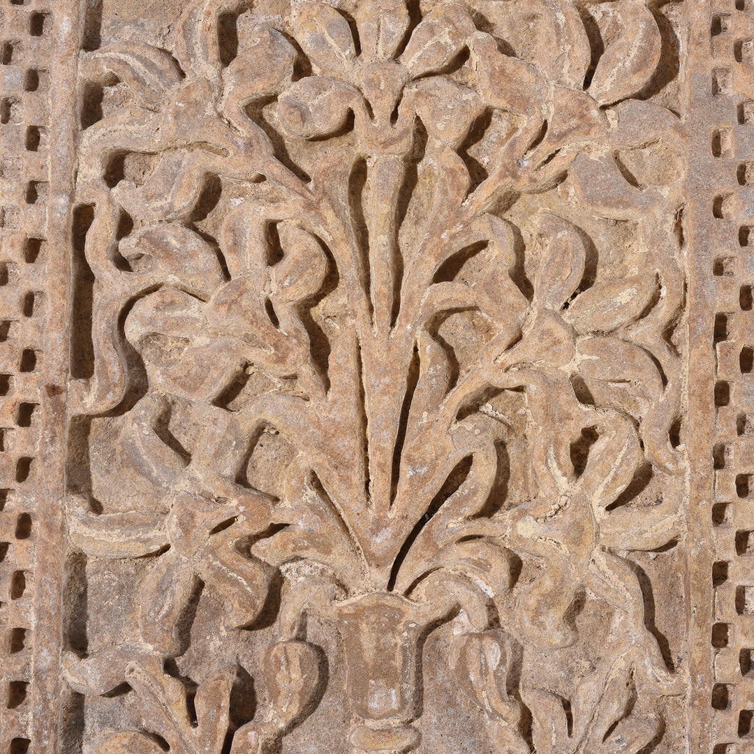 Carving Detail From Carved Mughal Stone Panel From Rajasthan | Indigo Antiques